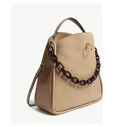 Shop Mulberry 礼顿 皮革 肩 袋 In Sandy Beige