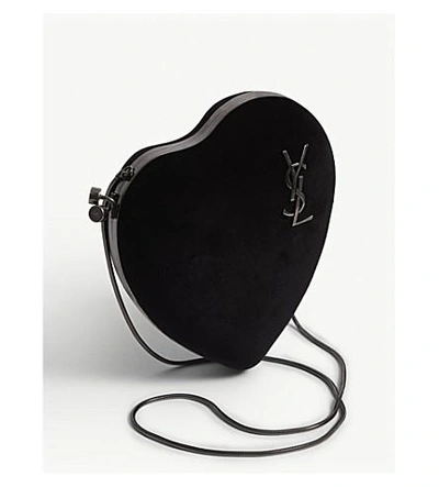 Shop Saint Laurent Love Velvet Box Bag In Black