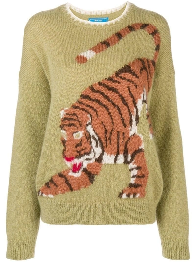 Shop M.i.h. Jeans Mih Jeans Tiger Intarsia Knit Cardigan - Green