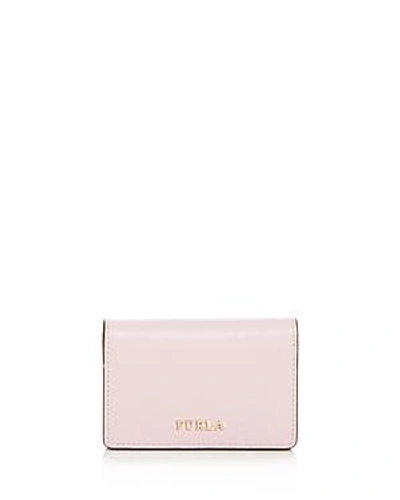 Shop Furla Babylon Small Leather Card Case In Camelia Pink/gold