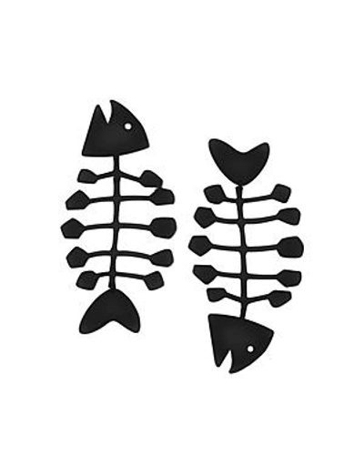 Shop Tory Burch Fish Drop Earrings In Black