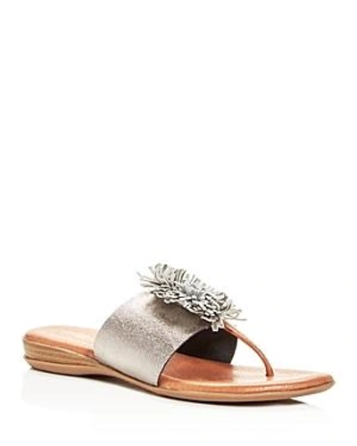 Shop Andre Assous Women's Novalee Thong Demi-wedge Sandals In Pewter