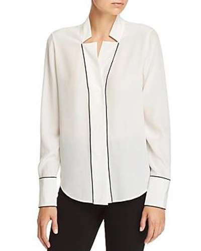 Shop Frame Notch-collar Silk Blouse In Off White Multi