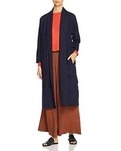Shop Eileen Fisher Wool Duster Wrap Cardigan In Midnight