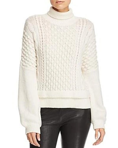 Shop Frame Popcorn-stitch Turtleneck Sweater In Off White