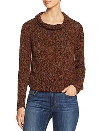 Shop Eileen Fisher Marled-knit Cowl-neck Sweater In Nutmeg