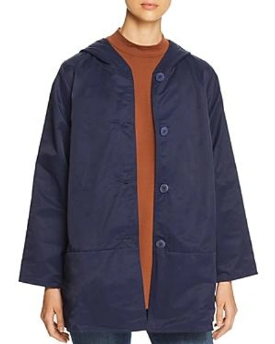 Shop Eileen Fisher Hooded Jacket In Midnight