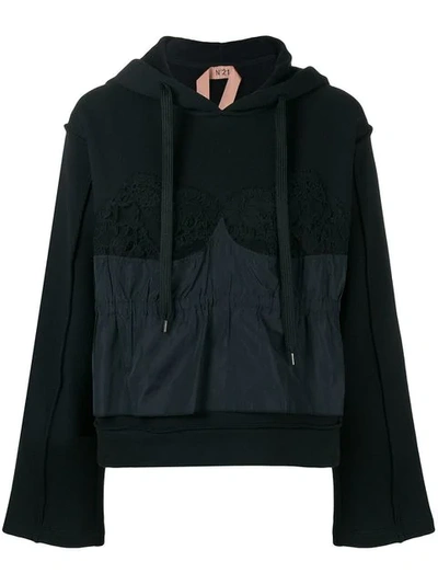 Shop N°21 Exclusive Lace Front Hoodie In Black