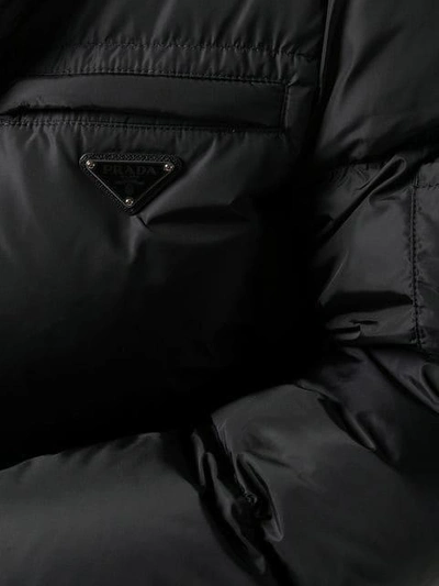 Shop Prada Hooded Down Jacket - Black