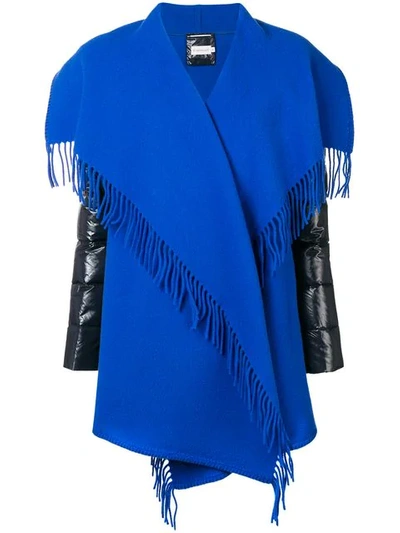 Shop Moncler Padded Sleeves Cloak In Blue