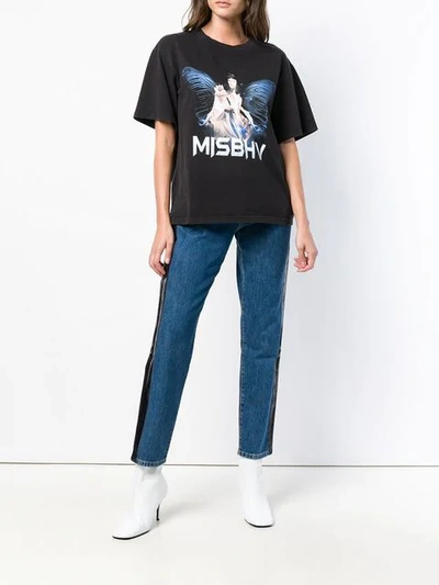 Shop Misbhv Side Paint Stripe Jeans - Blue