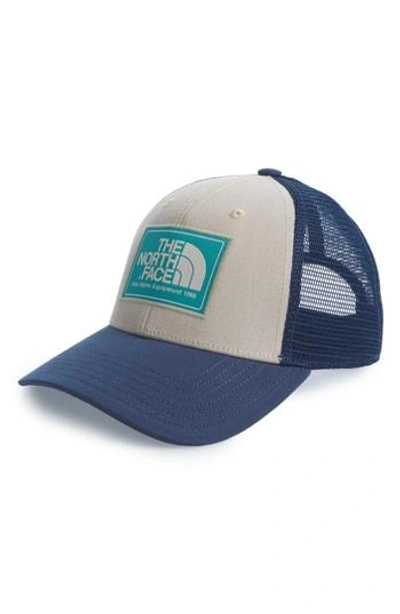 Shop The North Face Mudder Trucker Hat - Beige In Beige/ Blue/ Green