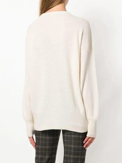 Shop Maison Flaneur Cashmere Crew Neck Sweater - White