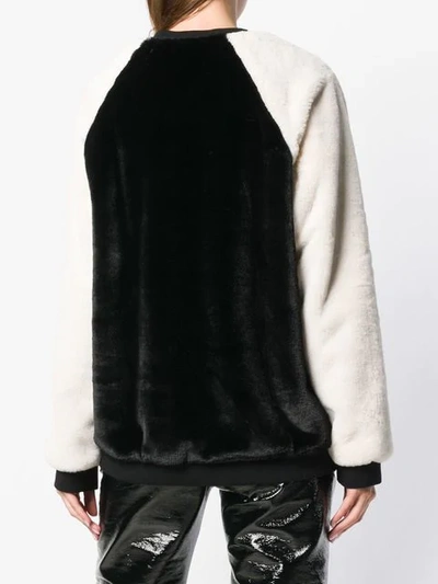 Shop Balmain Furry Textured Jumper In Black