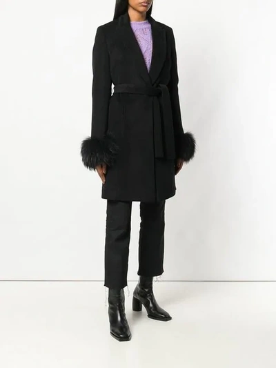 Shop Ava Adore Pompelmo Racoon Fur Trim Coat - Black