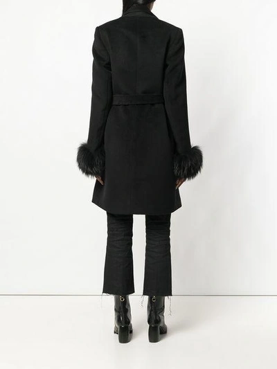 Shop Ava Adore Pompelmo Racoon Fur Trim Coat - Black