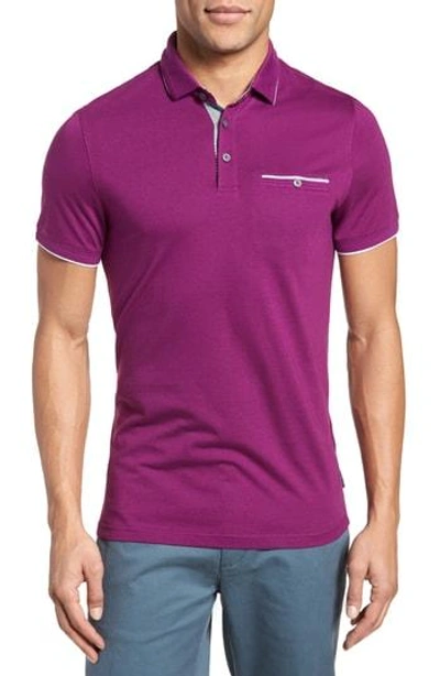 Shop Ted Baker Derry Modern Slim Fit Polo In Deep Purple