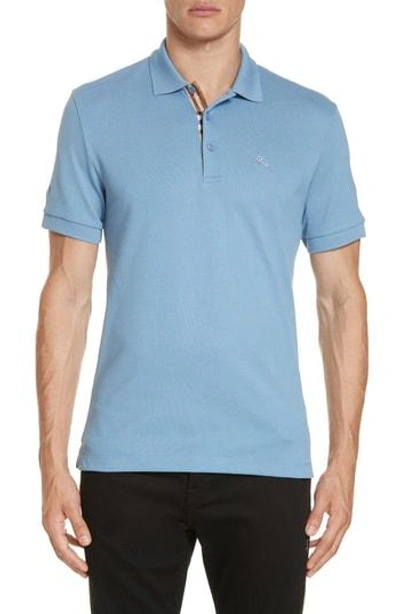 Shop Burberry Hartford Pique Polo In Pale Blue