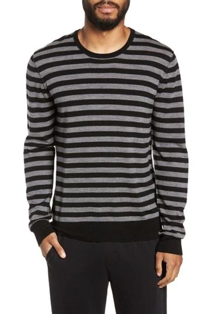 Shop Atm Anthony Thomas Melillo Slim Fit Stripe Merino Wool Sweater In Black/ Grey Stripe