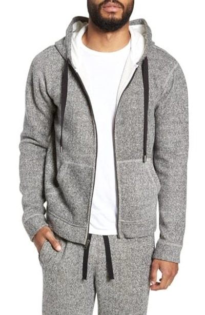 Shop Atm Anthony Thomas Melillo Double Face Zip Hoodie In Black/ Chalk Combo