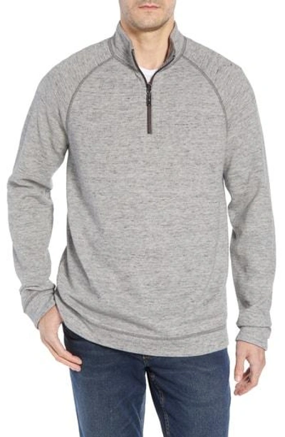 Shop Tommy Bahama On The Doubles Mock Neck Quarter Zip Pullover In Steel Wool
