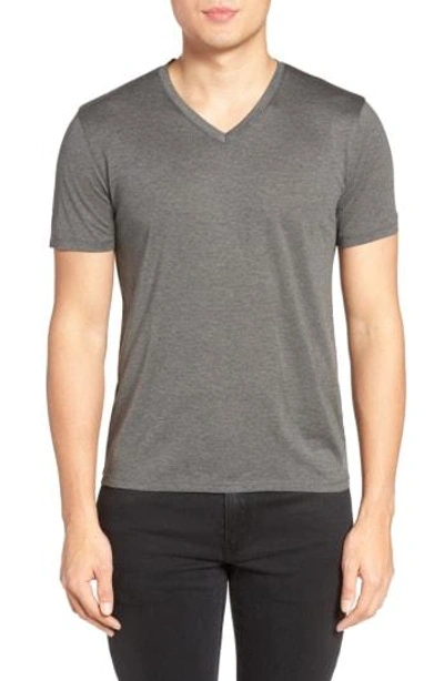 Shop Theory Silk & Cotton V-neck T-shirt In Charcoal