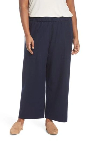 Shop Eileen Fisher Wool Ankle Pants In Midnight
