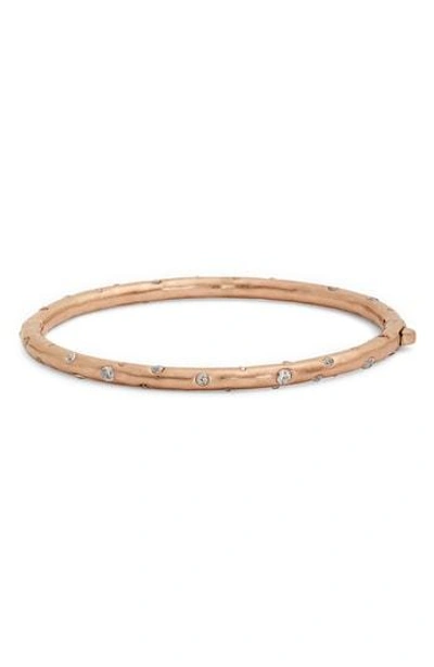 Shop Kate Spade Crystal Bangle In Clear/ Rose Gold