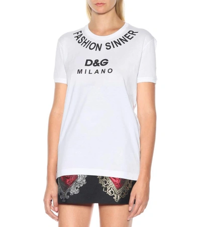 Shop Dolce & Gabbana Printed Cotton T-shirt In White