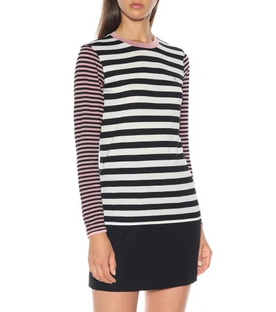 Shop Alexa Chung Striped Cotton-blend Top In Multicoloured