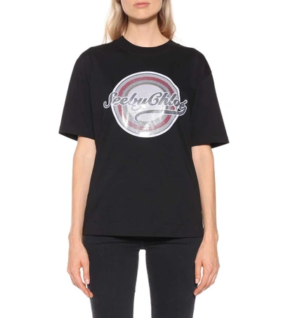 Shop See By Chloé Printed Cotton T-shirt In Black