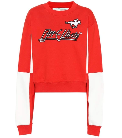 Shop Off-white Printed Cotton Sweatshirt In Red