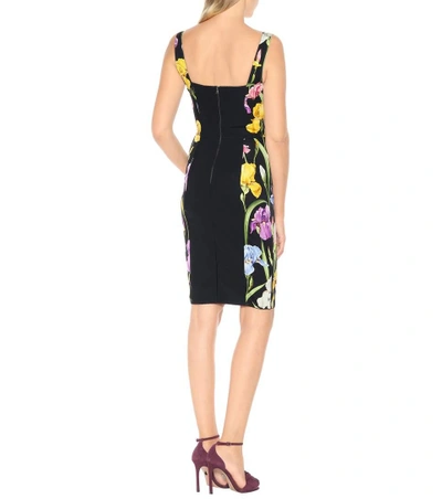Shop Dolce & Gabbana Floral Stretch Silk-blend Dress In Black