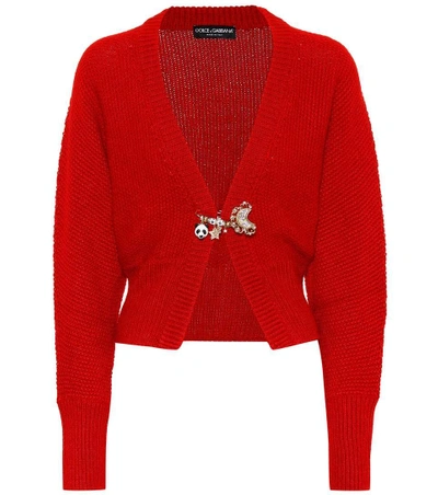 Shop Dolce & Gabbana Alpaca And Wool-blend Cardigan In Red