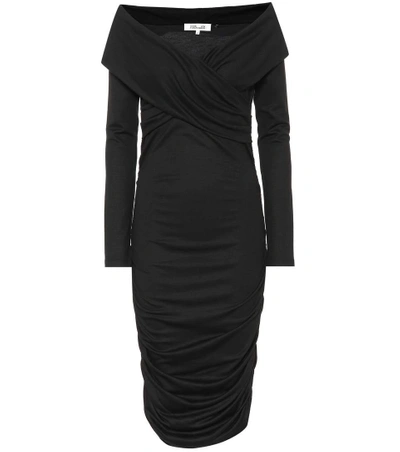 Shop Diane Von Furstenberg Wool-blend Midi Dress In Black