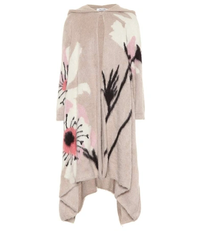 Shop Valentino Embellished Mohair-blend Coat In Beige