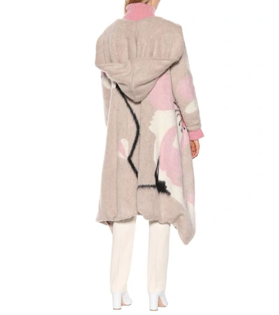 Shop Valentino Embellished Mohair-blend Coat In Beige