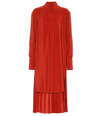 Shop Chloé Silk Shirt Dress In Red