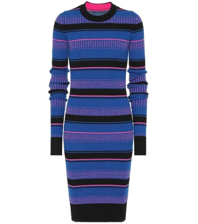 Shop Maison Margiela Striped Wool Midi Dress In Female