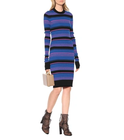 Shop Maison Margiela Striped Wool Midi Dress In Female