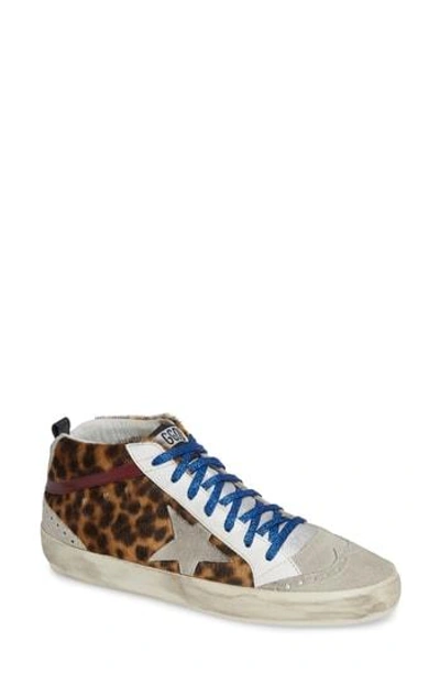 Shop Golden Goose Mid Star Genuine Calf Hair Sneaker In Cheetah/ Grey