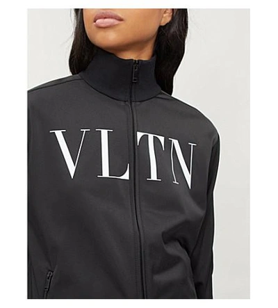 Shop Valentino Vltn Logo-print Jersey Jacket In Nero Vltn Bianco