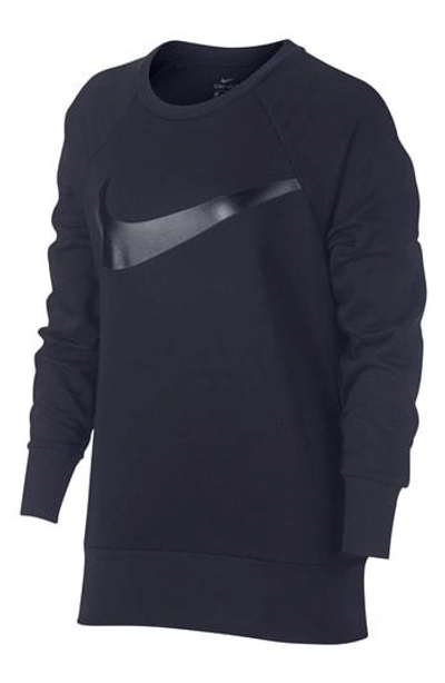 Shop Nike Dry Swoosh Sweatshirt In Obsidian/ Obsidian/ Obsidian