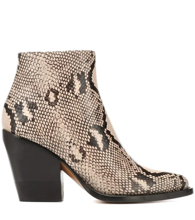 Shop Chloé Rylee Embossed Leather Boots In Grey