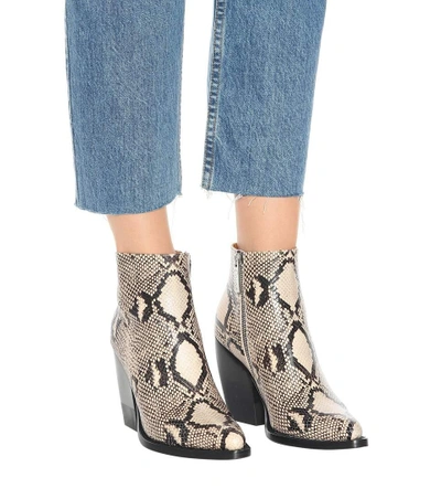 Shop Chloé Rylee Embossed Leather Boots In Grey