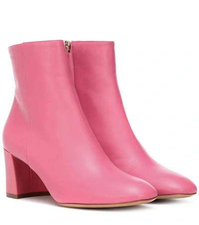 Shop Mansur Gavriel Leather Ankle Boots In Pink