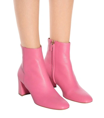 Shop Mansur Gavriel Leather Ankle Boots In Pink