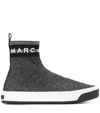 Shop Marc Jacobs Logo Dart Metallic Sneakers In Grey