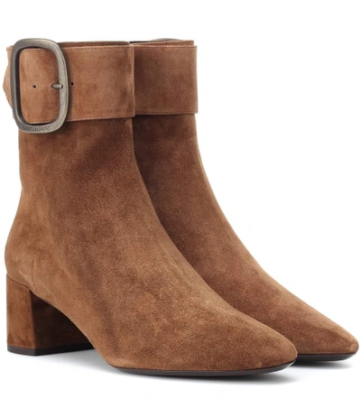 Shop Saint Laurent Joplin 50 Suede Ankle Boots In Brown