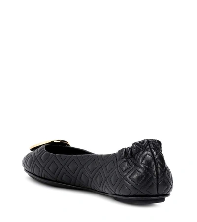 Shop Tory Burch Minnie Quilted Leather Ballet Flats In Black